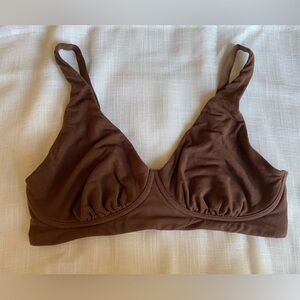 MEUNDIES Women’s Chocolate Brown Feel Free Longline Bralette Sz L adjustable bra